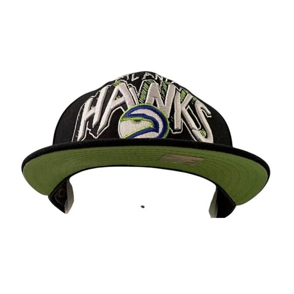 Vintage Atlanta Hawks Hat Cap Snap Back NBA Basketball Black Green New Era 90s - Picture 3 of 5